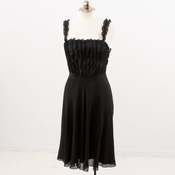 Moschino 8 Silk Ruffle Midi Babydoll Dress LBD - Picture 2 of 14